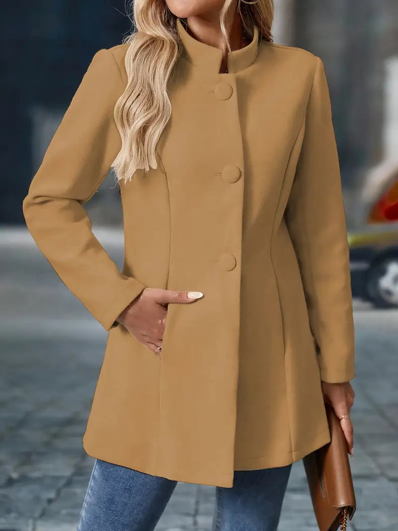 Valérie - Veste Élégante Boutonnée Col Montant