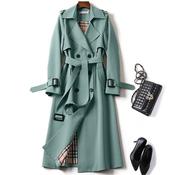 Brigitte | Trench Élégant Long Ceinturé