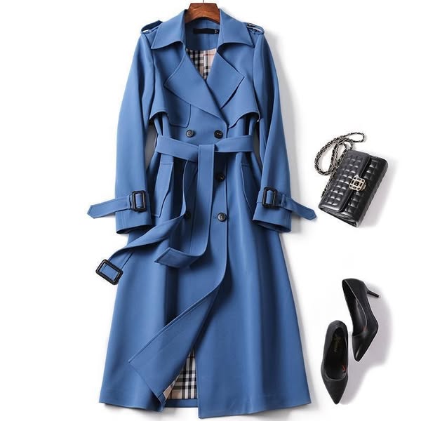 Brigitte | Trench Élégant Long Ceinturé