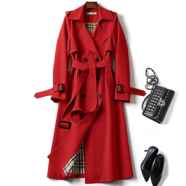 Brigitte | Trench Élégant Long Ceinturé