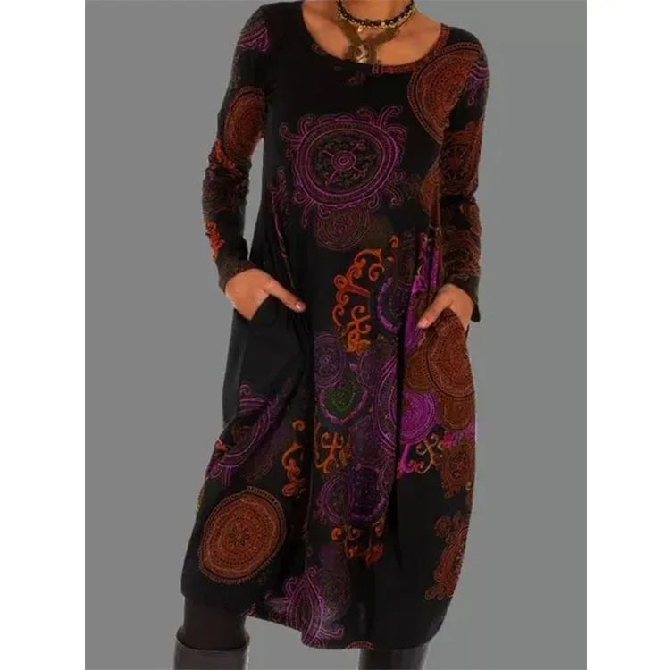 Aurélie - Robe Imprimée Vintage Au Charme Rétro