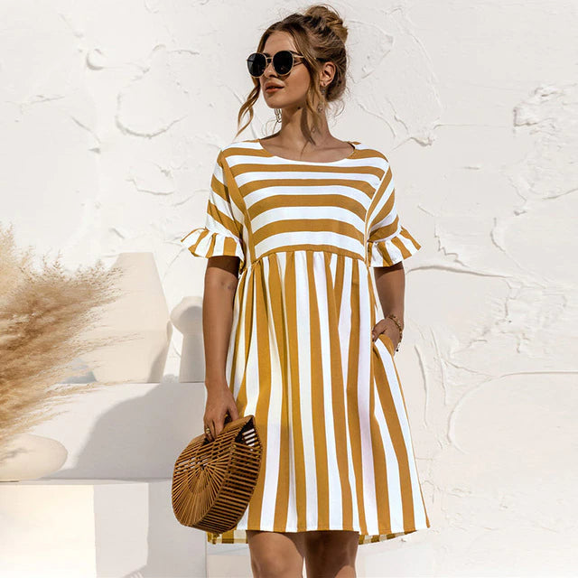 Nathalie - Robe Rayée d'Été Chic