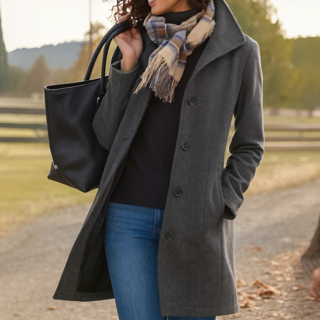 Claire | Manteau Élégant Chaud Col Montant