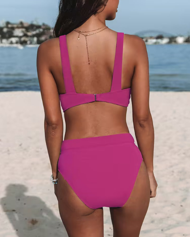 Léa - Bikini Taille Haute Sexy Col V