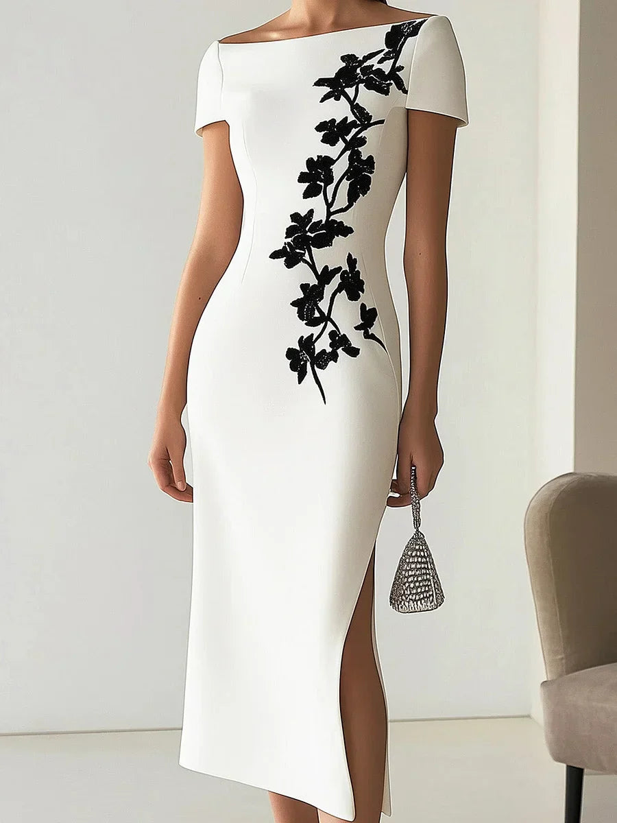 Danièle - Robe Longue Fleurie Col V Femme