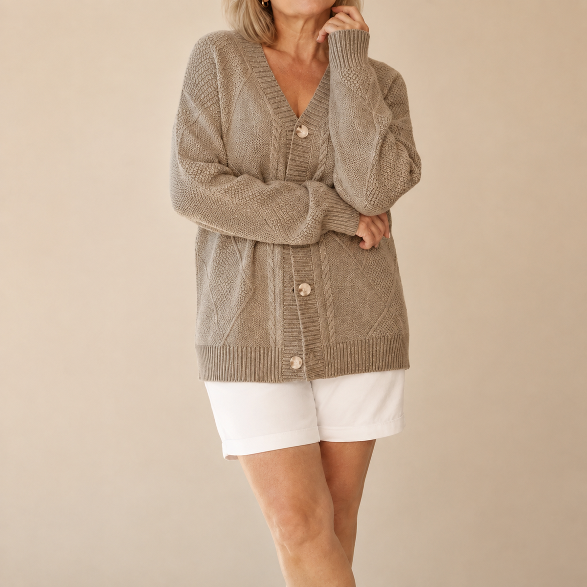 Aurélie - Cardigan Élégant Court Fine Maille