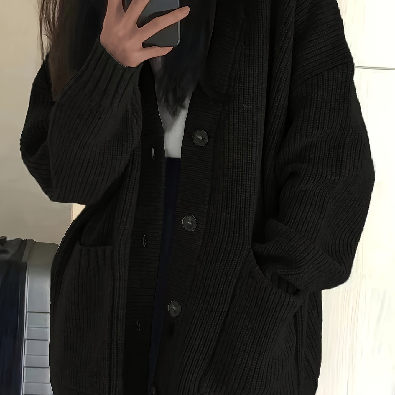 Karine - Cardigan Élégant Oversize Grosse Maille