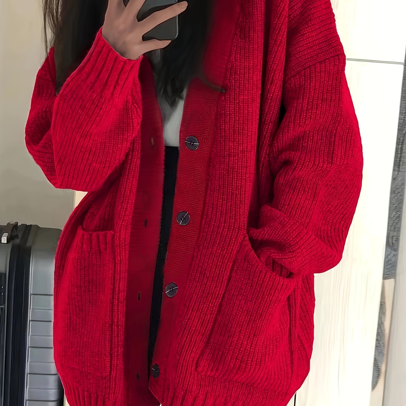 Karine - Cardigan Élégant Oversize Grosse Maille