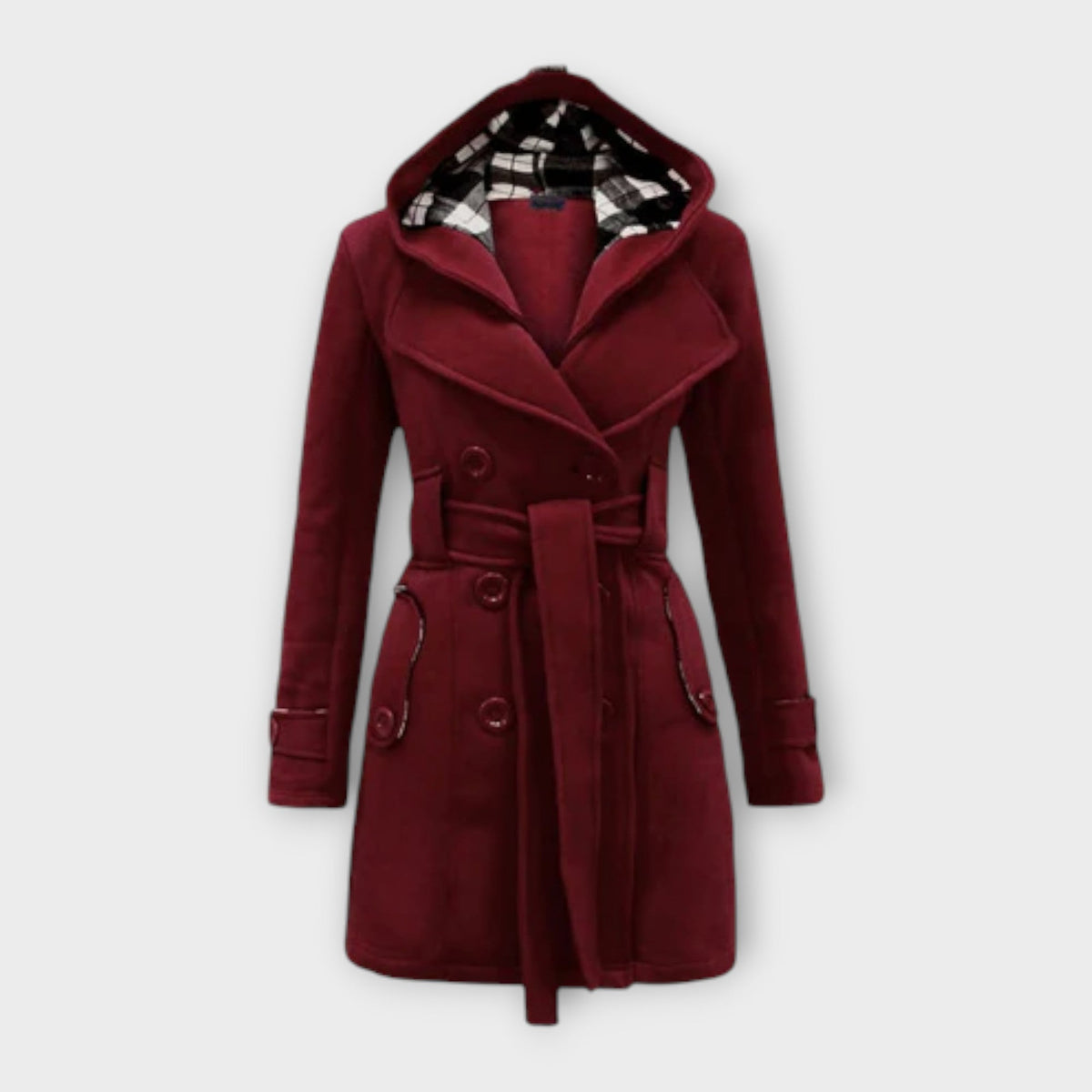 Corinne | Manteau Élégant Ceinturé à Capuche