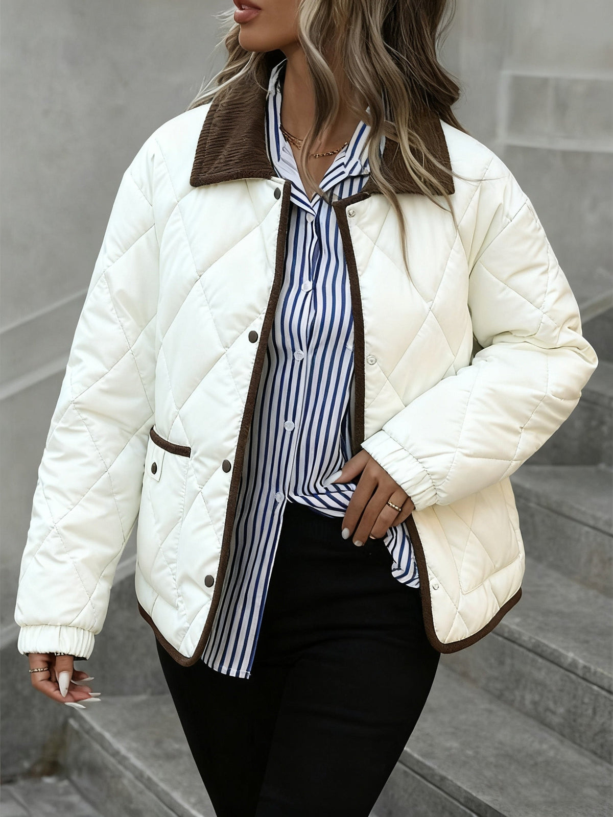 Karine - Doudoune Intemporelle Matelassée Col Contrasté