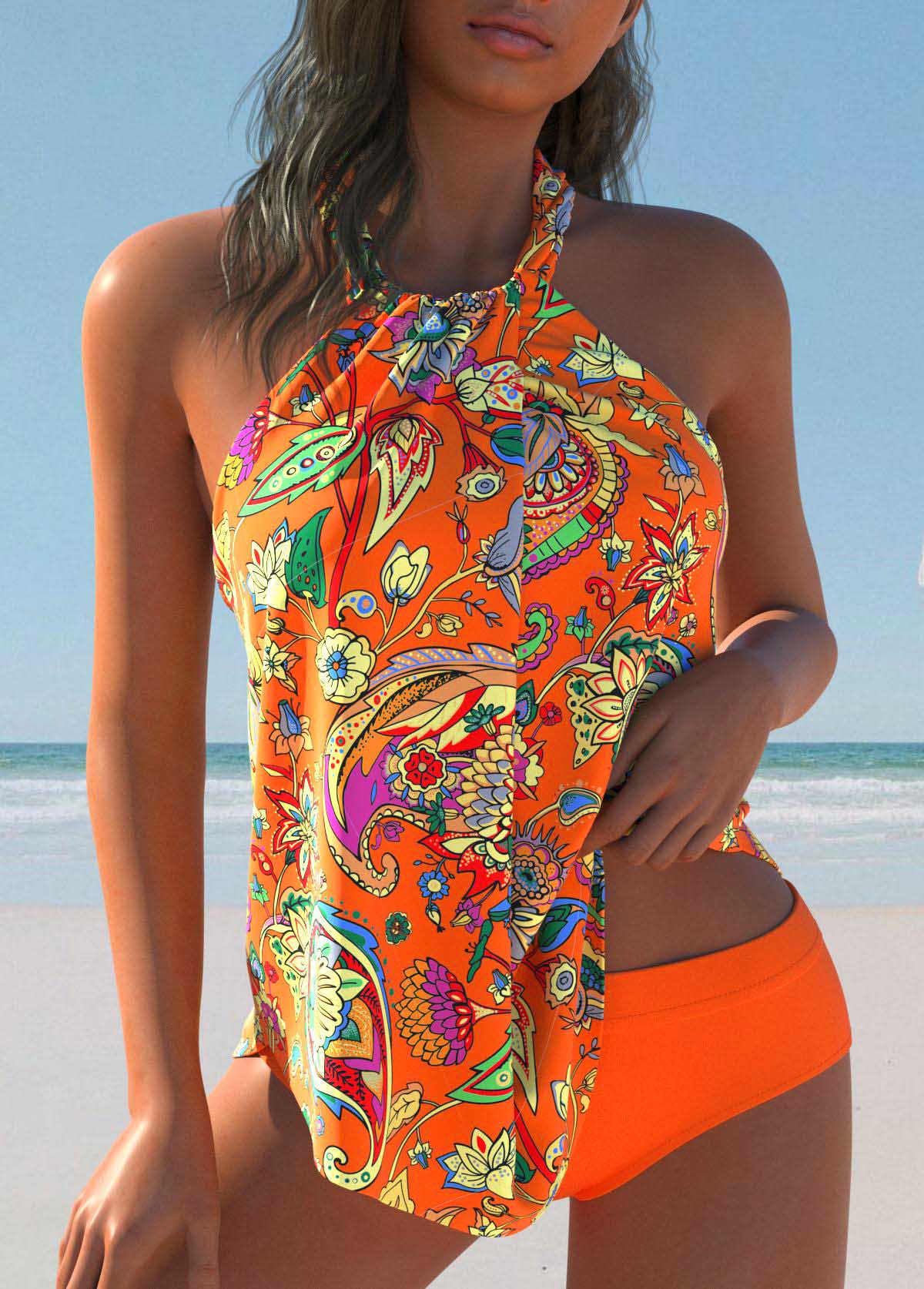 Aurélie - Tankini Élégant Sexy Col Halter
