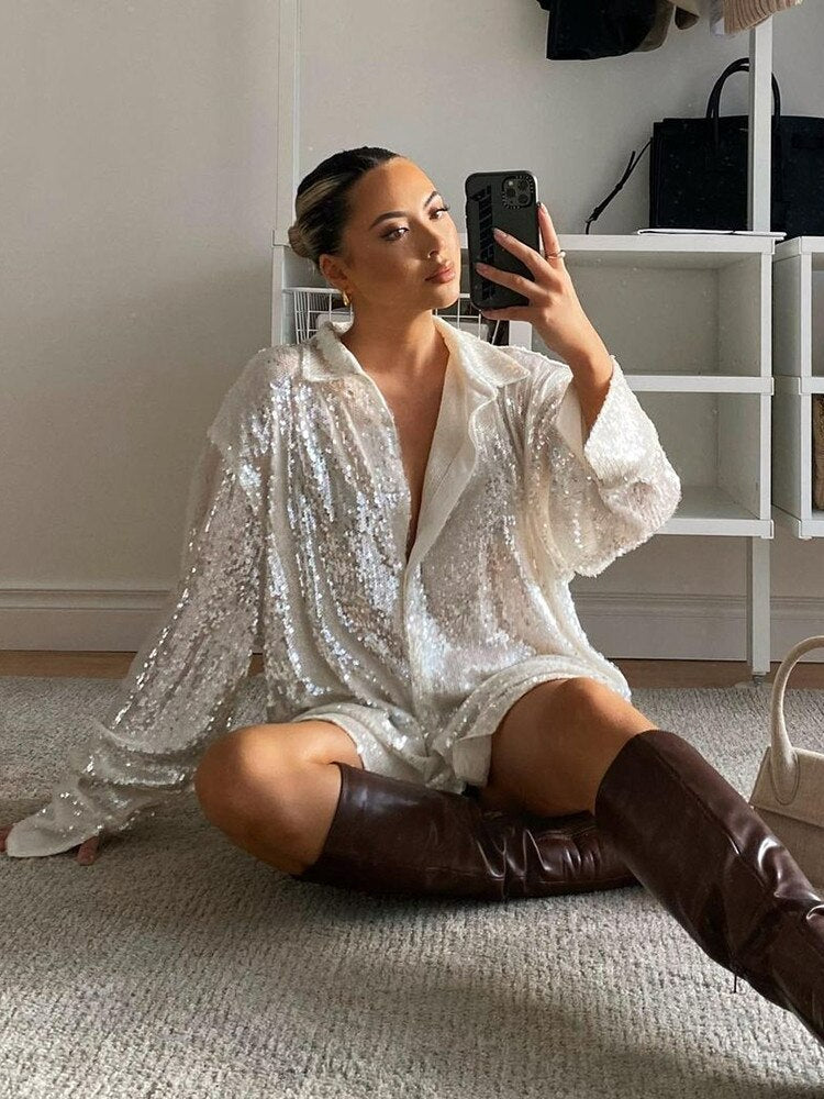Delphine - Blouse d'Été Pailletée