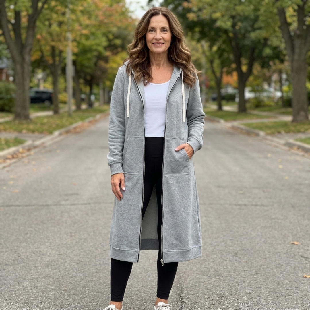 Sophie - Cardigan Chic Long Zippé à Capuche
