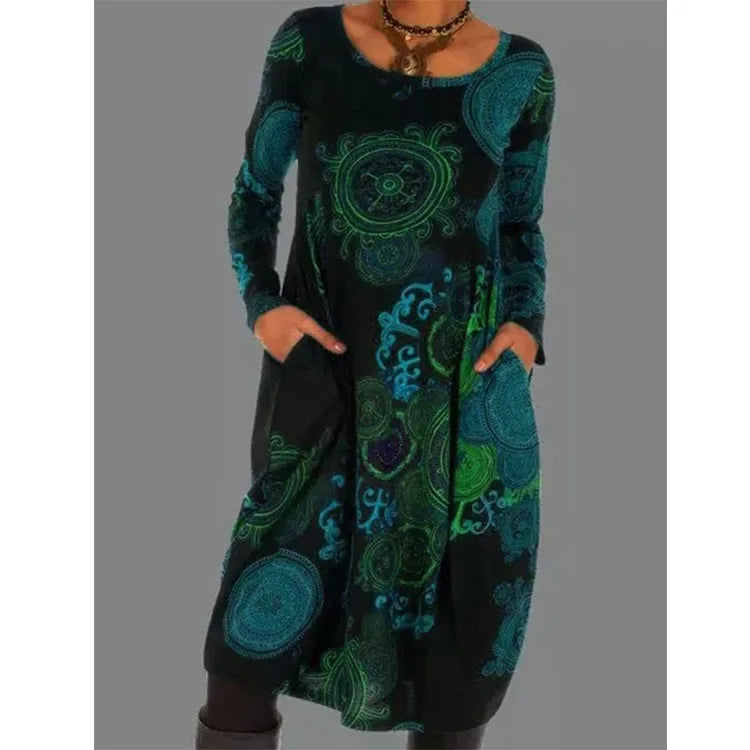 Aurélie - Robe Imprimée Vintage Au Charme Rétro