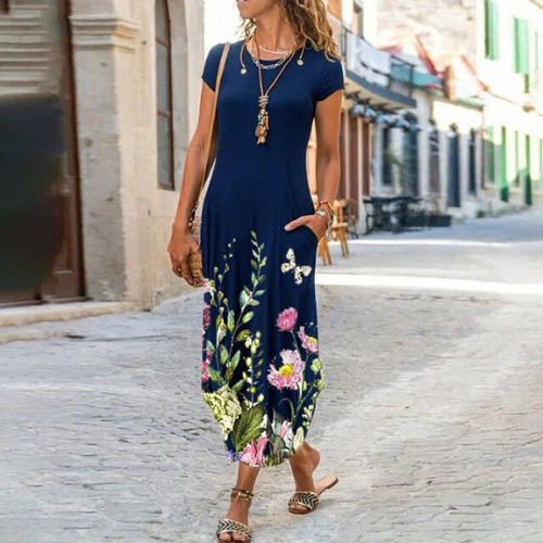Lucinde - Robe Maxi Longue Avec Imprimé Vif Et Design Élégant