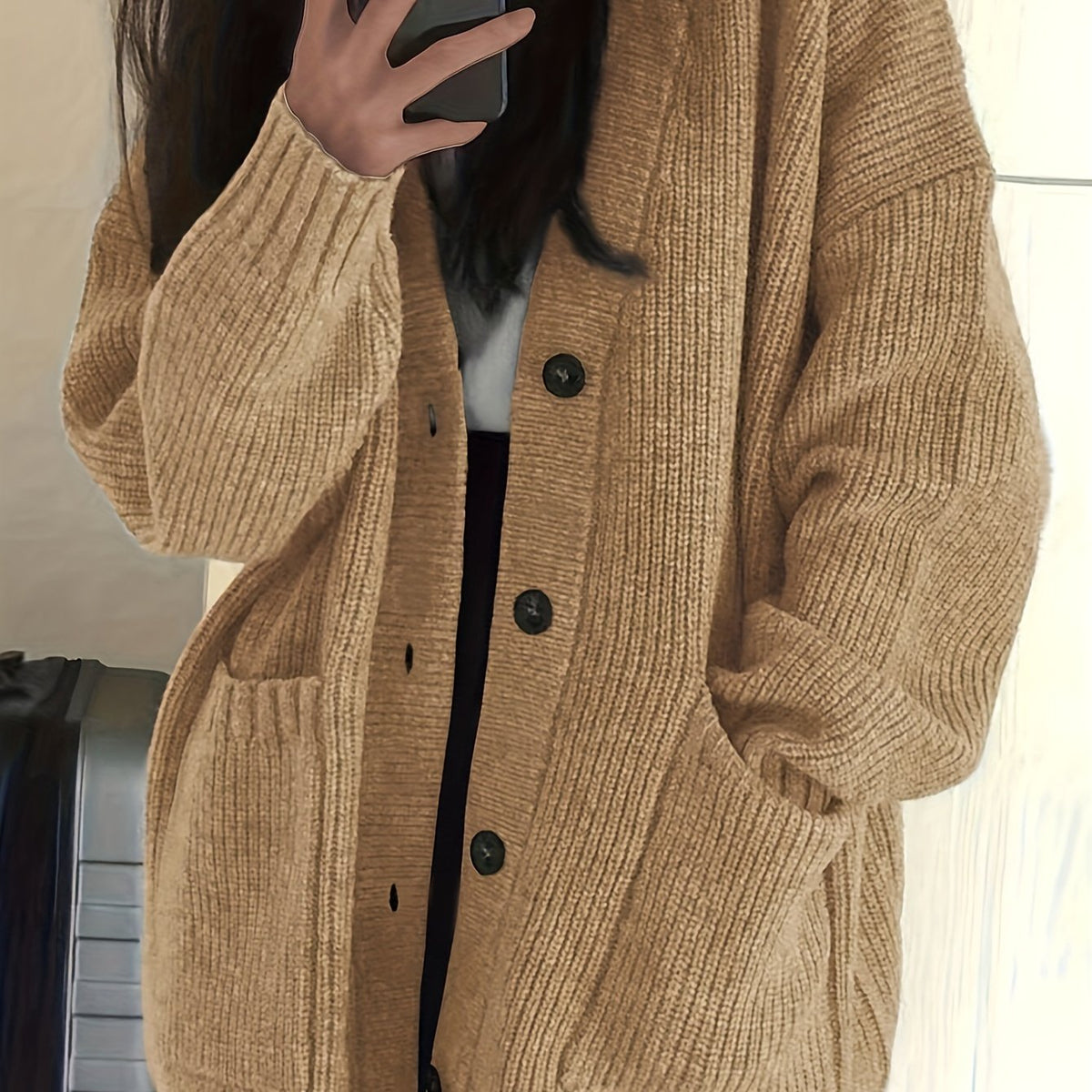 Karine - Cardigan Élégant Oversize Grosse Maille