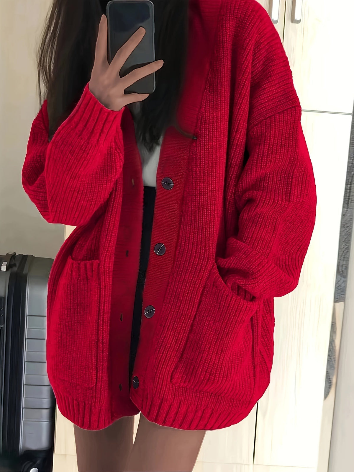 Karine - Cardigan Élégant Oversize Grosse Maille