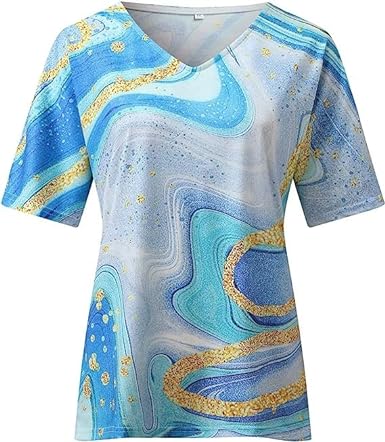 T-Shirt Femme Imprimé Col V Manches Courtes - Sidonie