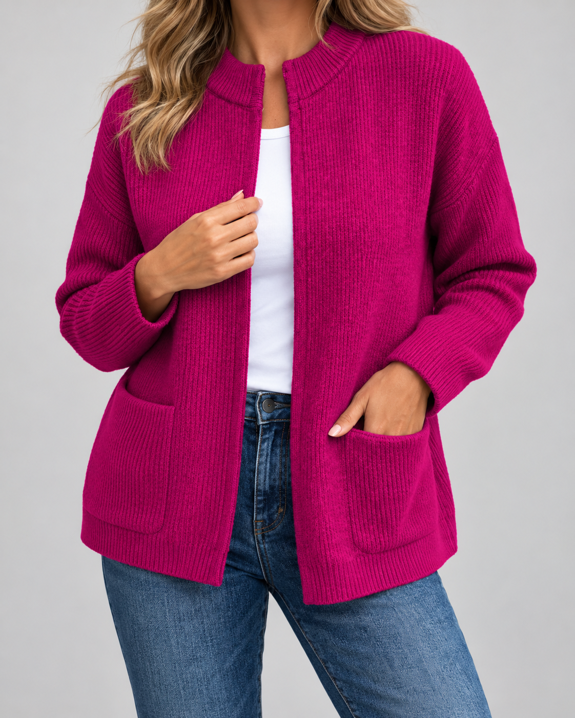 Charlotte - Cardigan Élégant Zippé Fine Maille