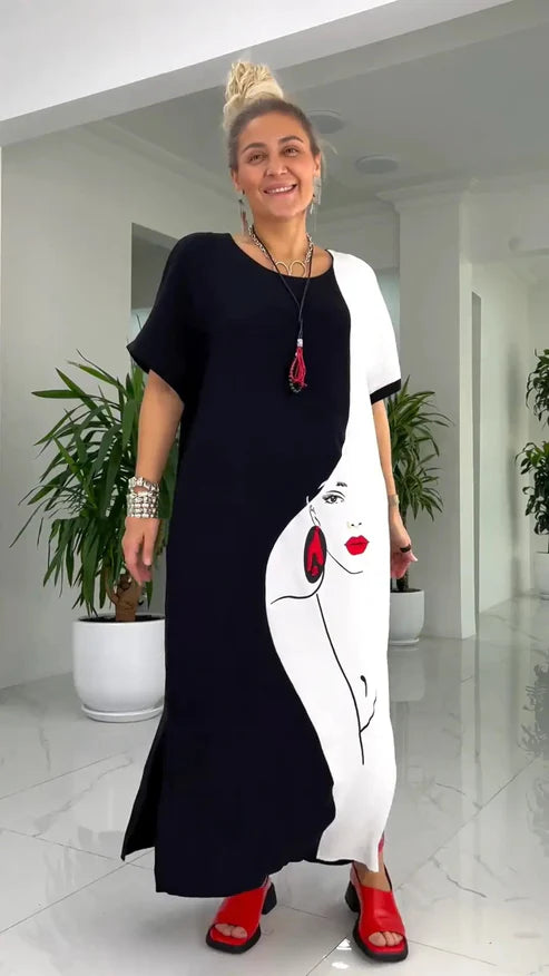 Sabine - Robe Longue Femme Ample Imprimée
