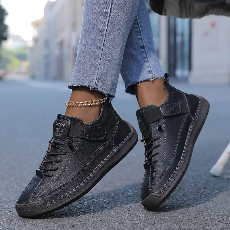 Christine | Baskets Élégantes Cuir Surpiquées