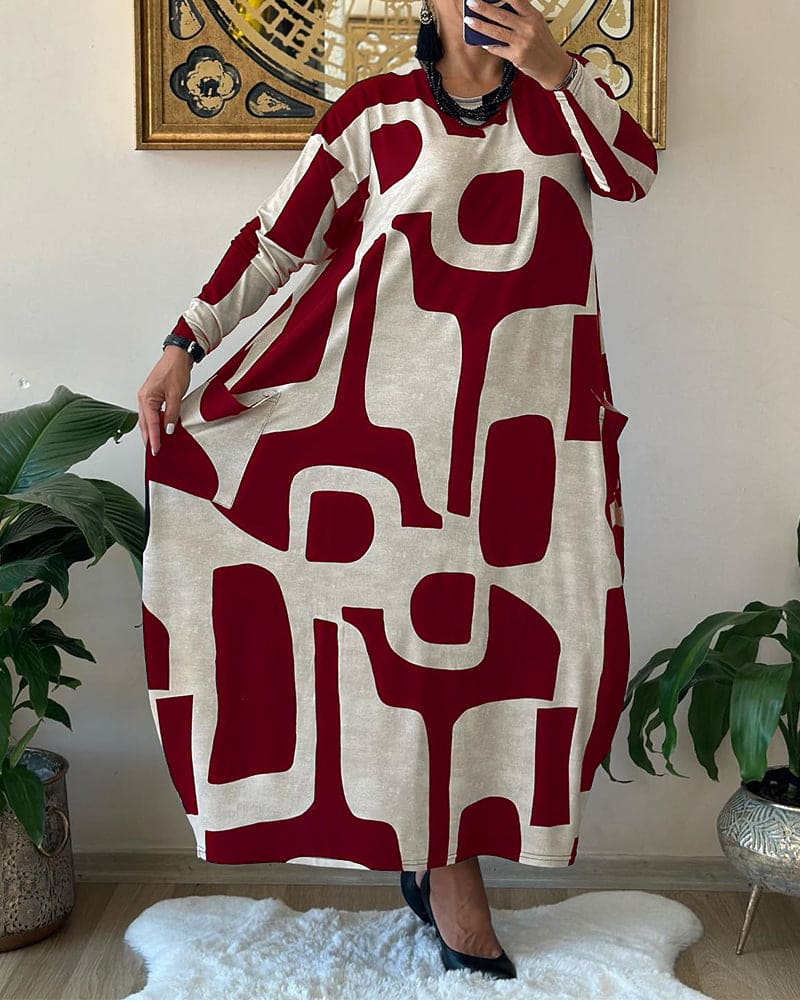 Isolde - Robe Ample Élégante Avec Manches Longues - Coupe Oversize, Coton, Femme
