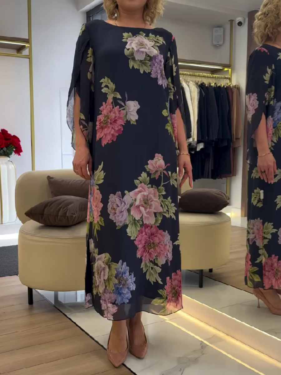 Fabienne - Robe Longue Mousseline Fleurie Femme