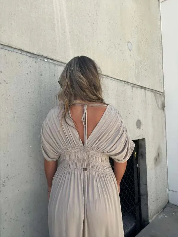 Éléonore - Robe Longue Avec Col En V Et Allure Élégante