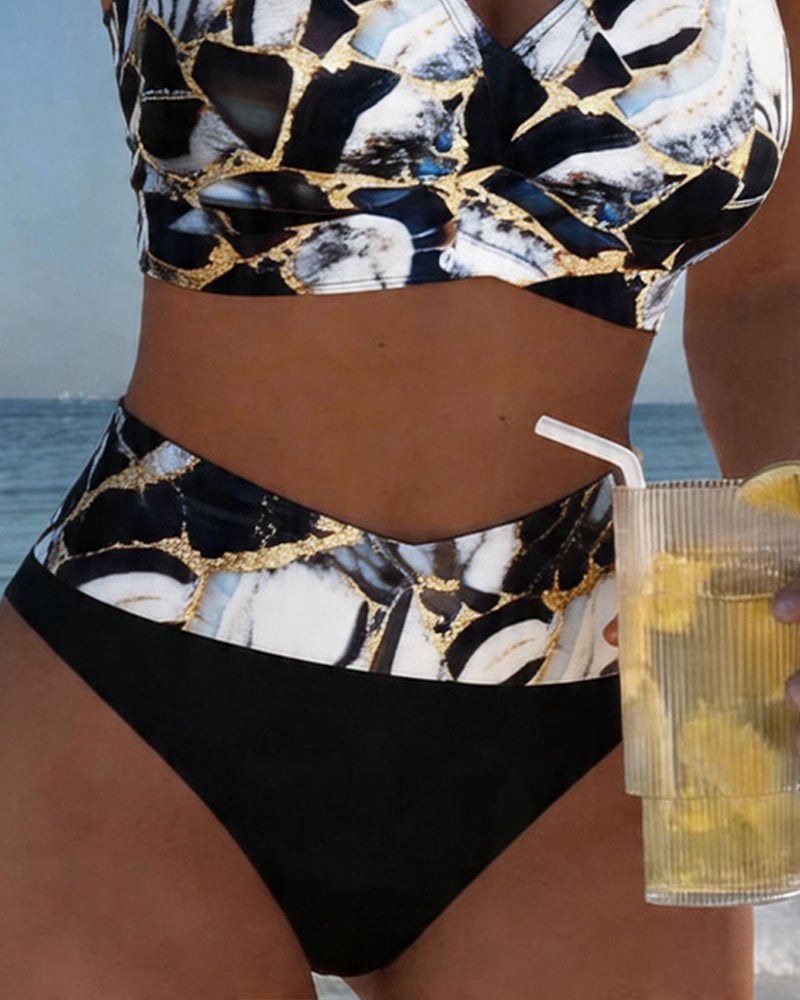 Inès - Bikini Taille Haute Sexy Imprimé