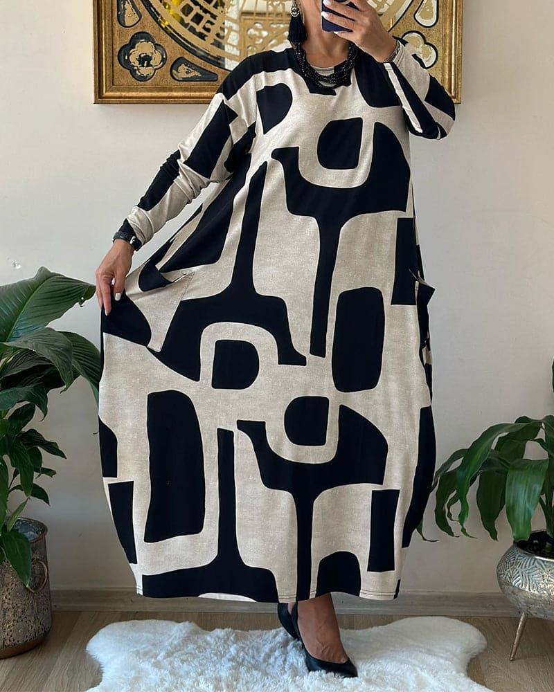 Isolde - Robe Ample Élégante Avec Manches Longues - Coupe Oversize, Coton, Femme