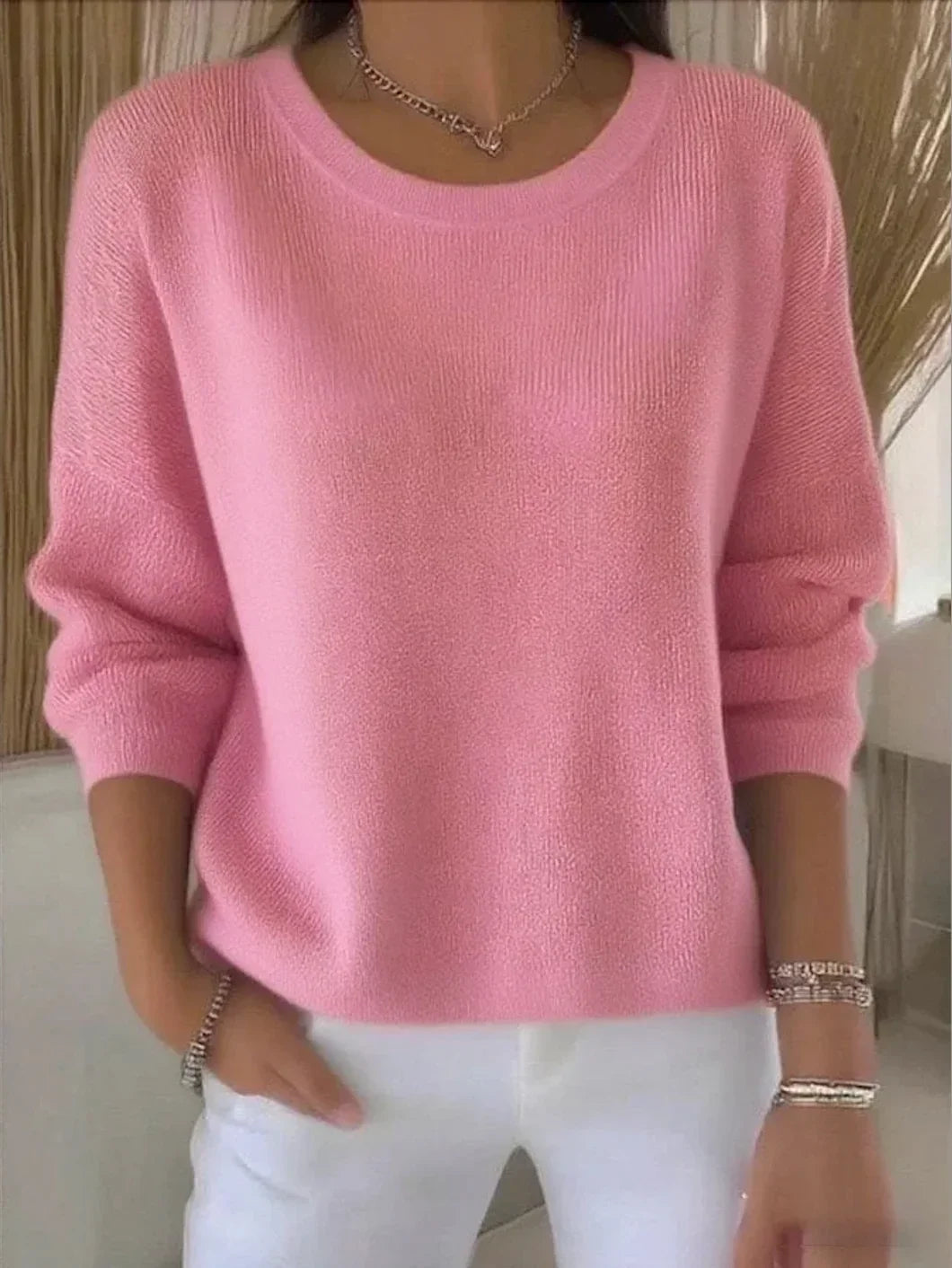 Caroline - Pull Élégant Oversize Col Rond