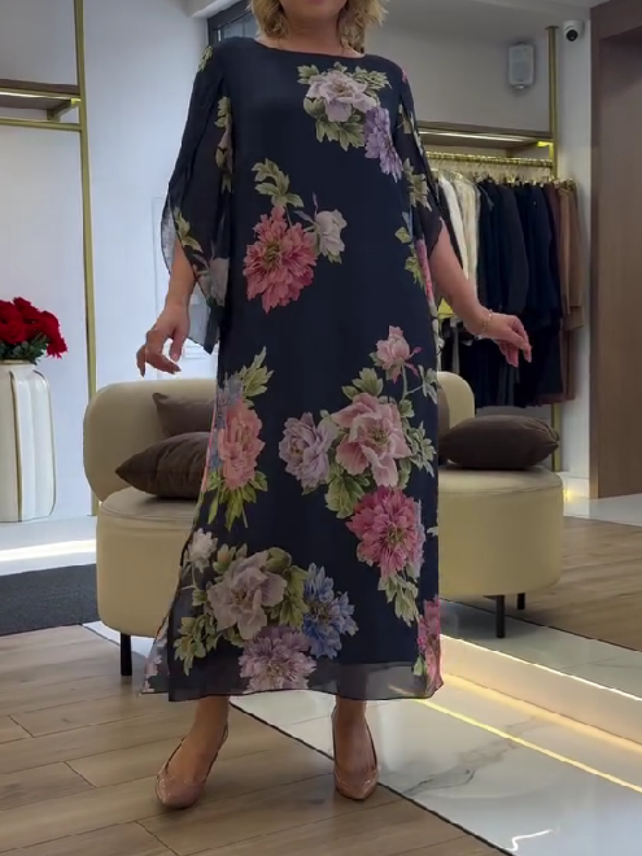 Fabienne - Robe Longue Mousseline Fleurie Femme