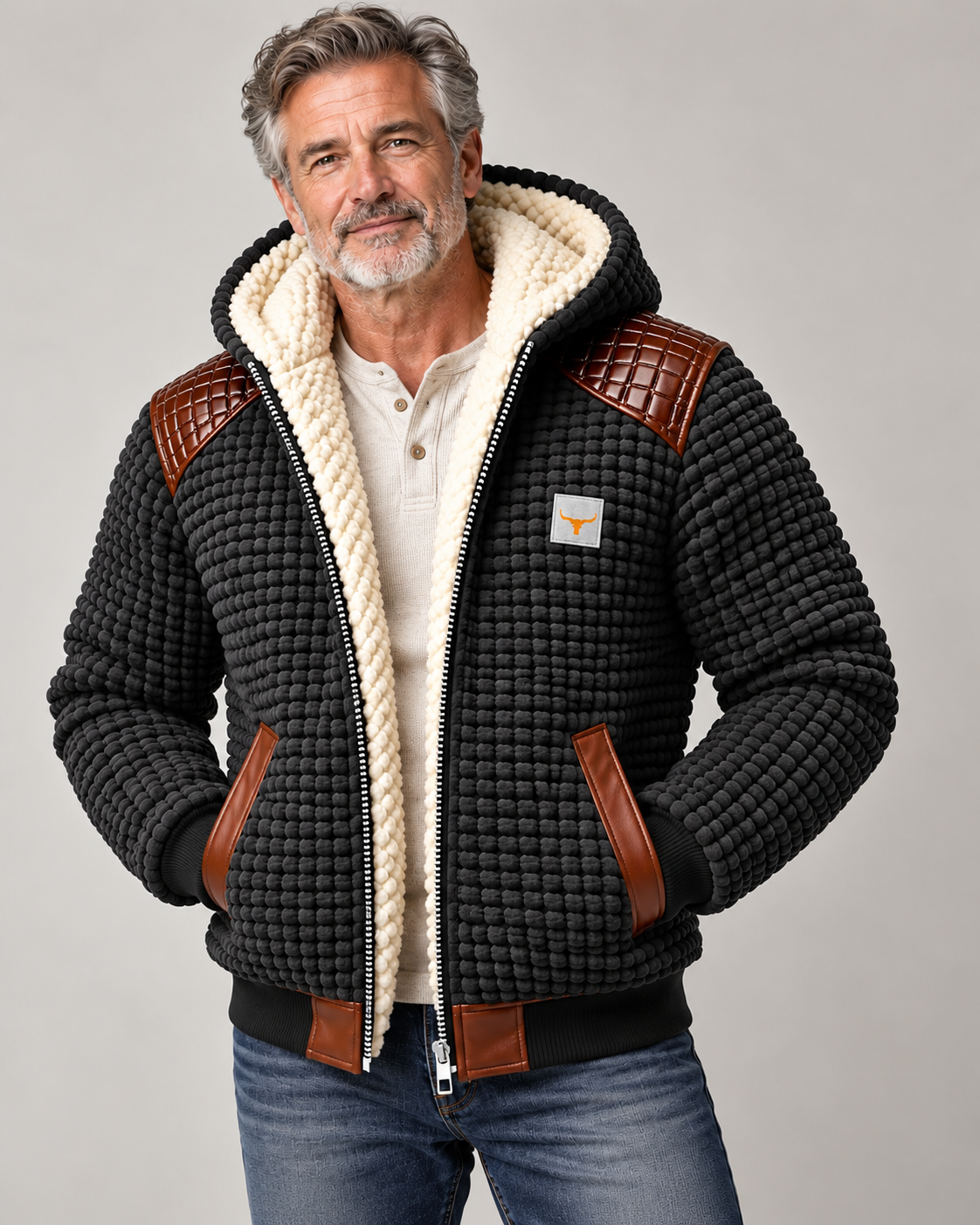Laurent - Veste Élégante Tricot Teddy à Capuche
