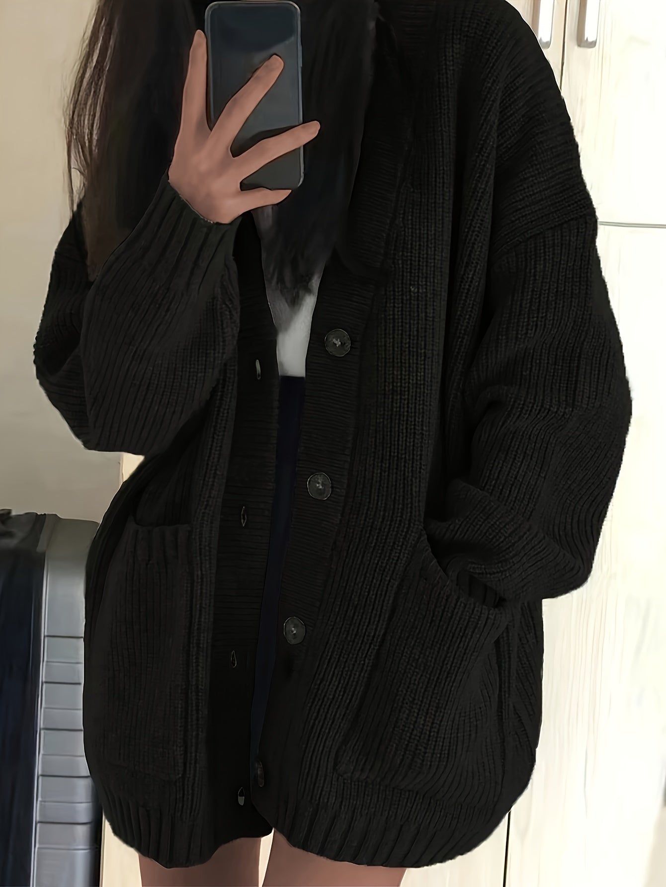 Karine - Cardigan Élégant Oversize Grosse Maille