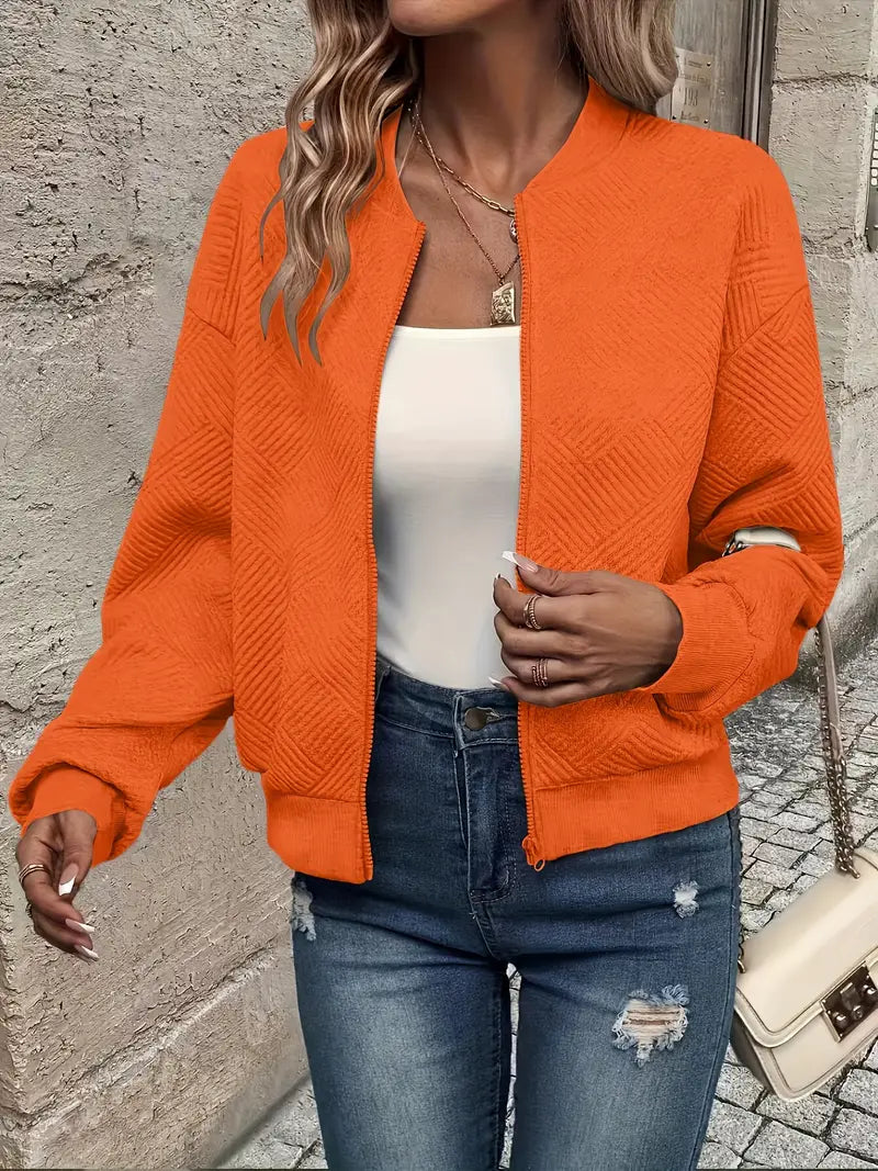 Aurélie - Veste Élégante Texturée Zippée