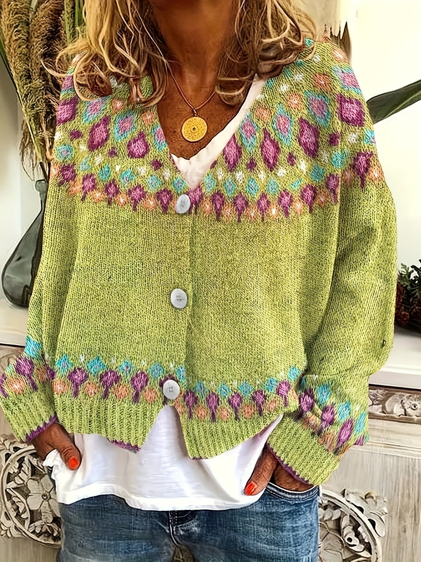 Delphine - Cardigan Féminin Boutonné Brodé