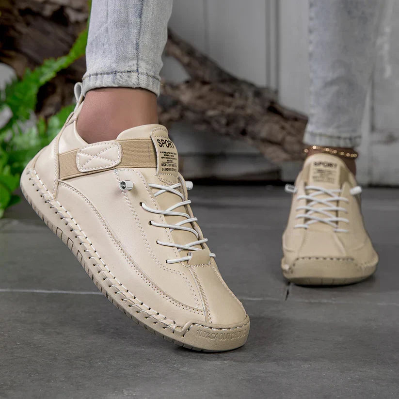 Christine | Baskets Élégantes Cuir Surpiquées
