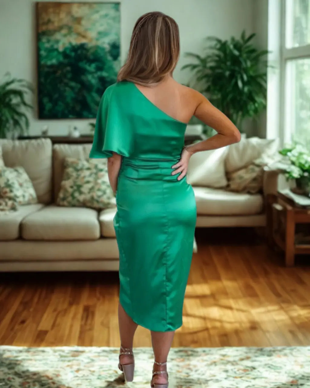 Sandrine - Robe Midi Satin Femme