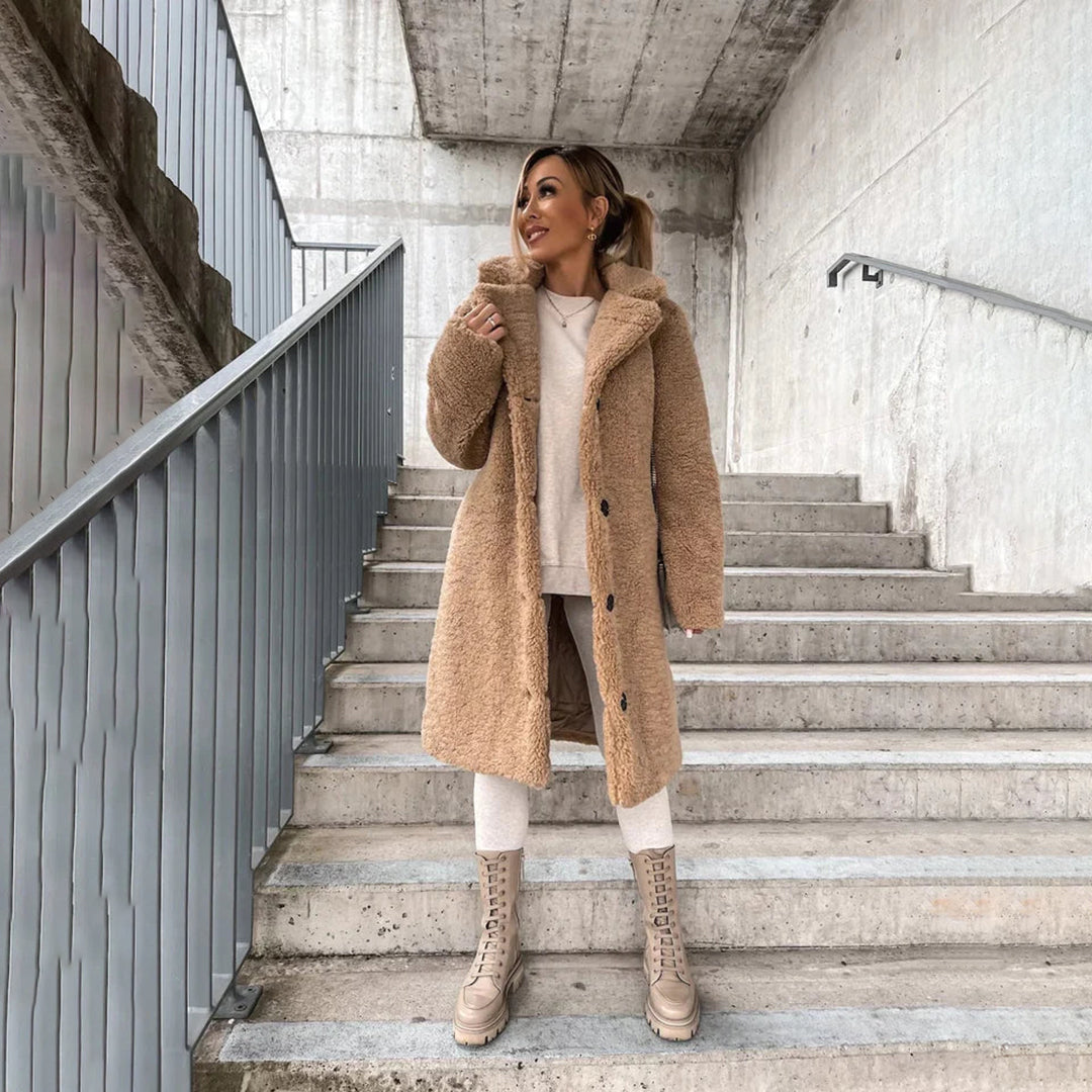 Isabelle | Manteau Élégant Mi-Long Teddy