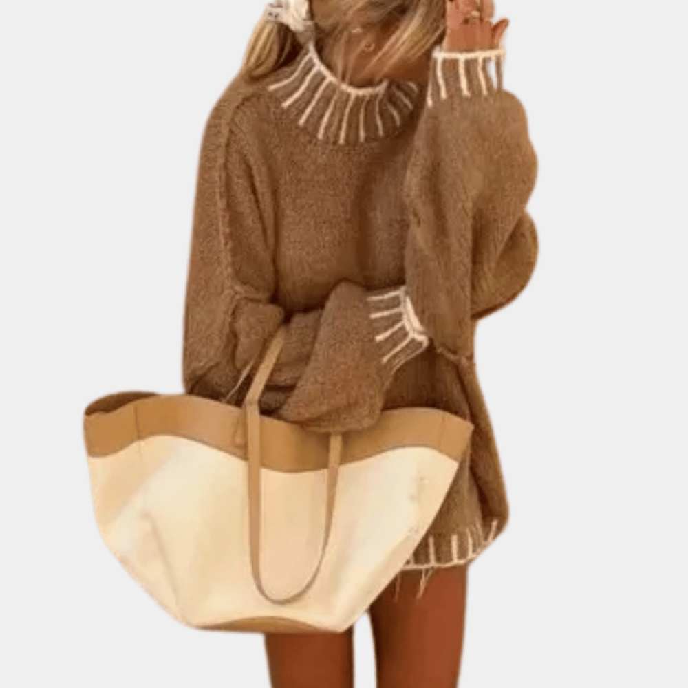 Camille - Pull Cachemire Col Roulé Oversize Premium Femme