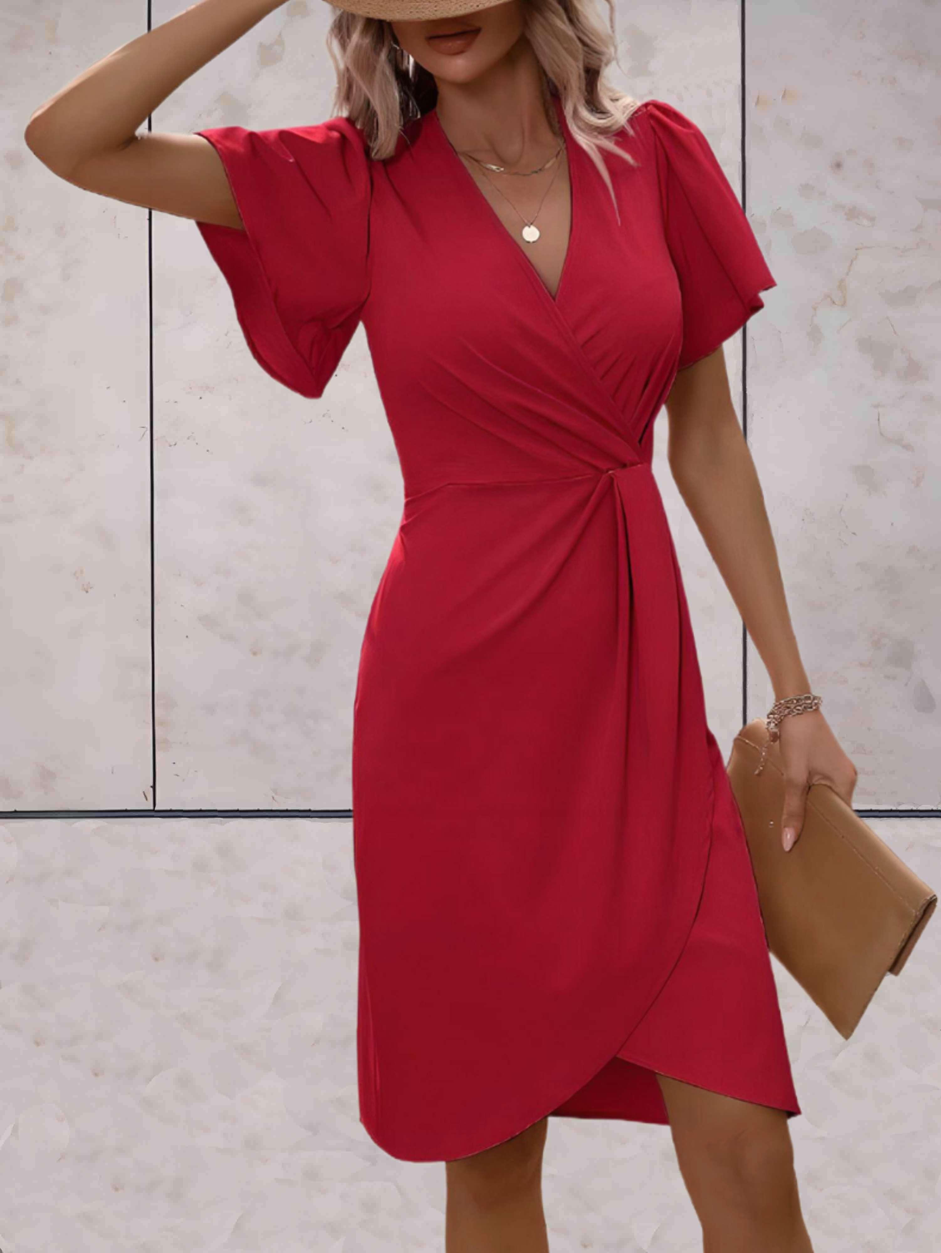 Nathalie - Robe Portefeuille Midi Chic