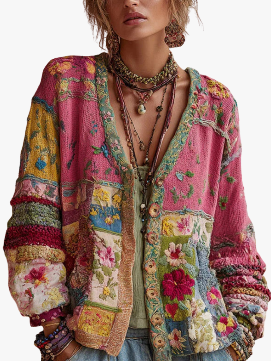 Margaux - Cardigan Féminin Fleuri Patchwork