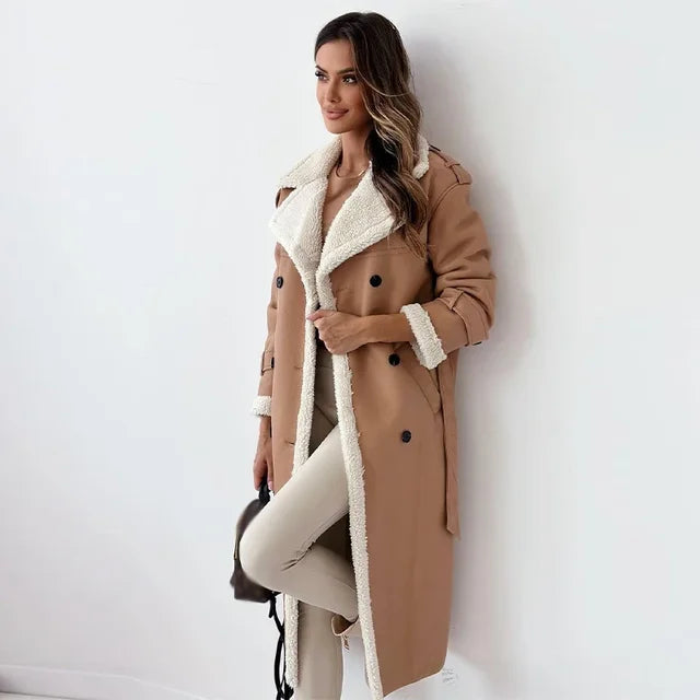 Pascale - Manteau Élégant Long Simili Cuir