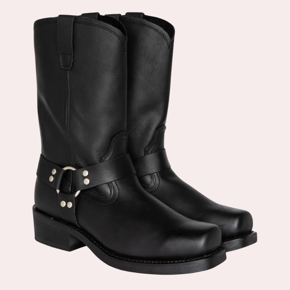 Bottes de cowboy pour hommes - Cuir PU confortable - Marron - Idéales pour toutes les saisons-4