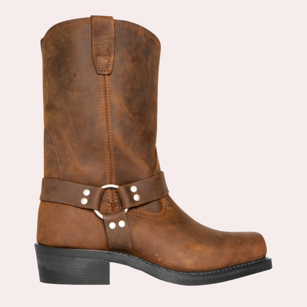 Bottes de cowboy pour hommes - Cuir PU confortable - Brun - Idéal pour toutes les saisons-1