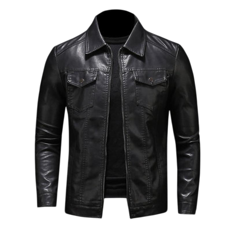 Marc - Veste Élégante Cuir Col Chemise
