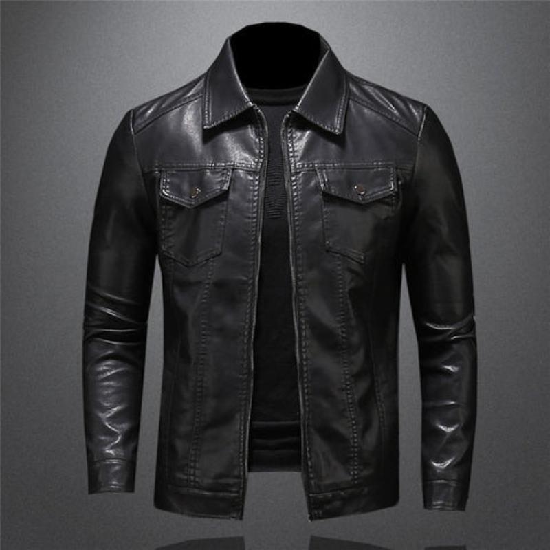 Marc - Veste Élégante Cuir Col Chemise
