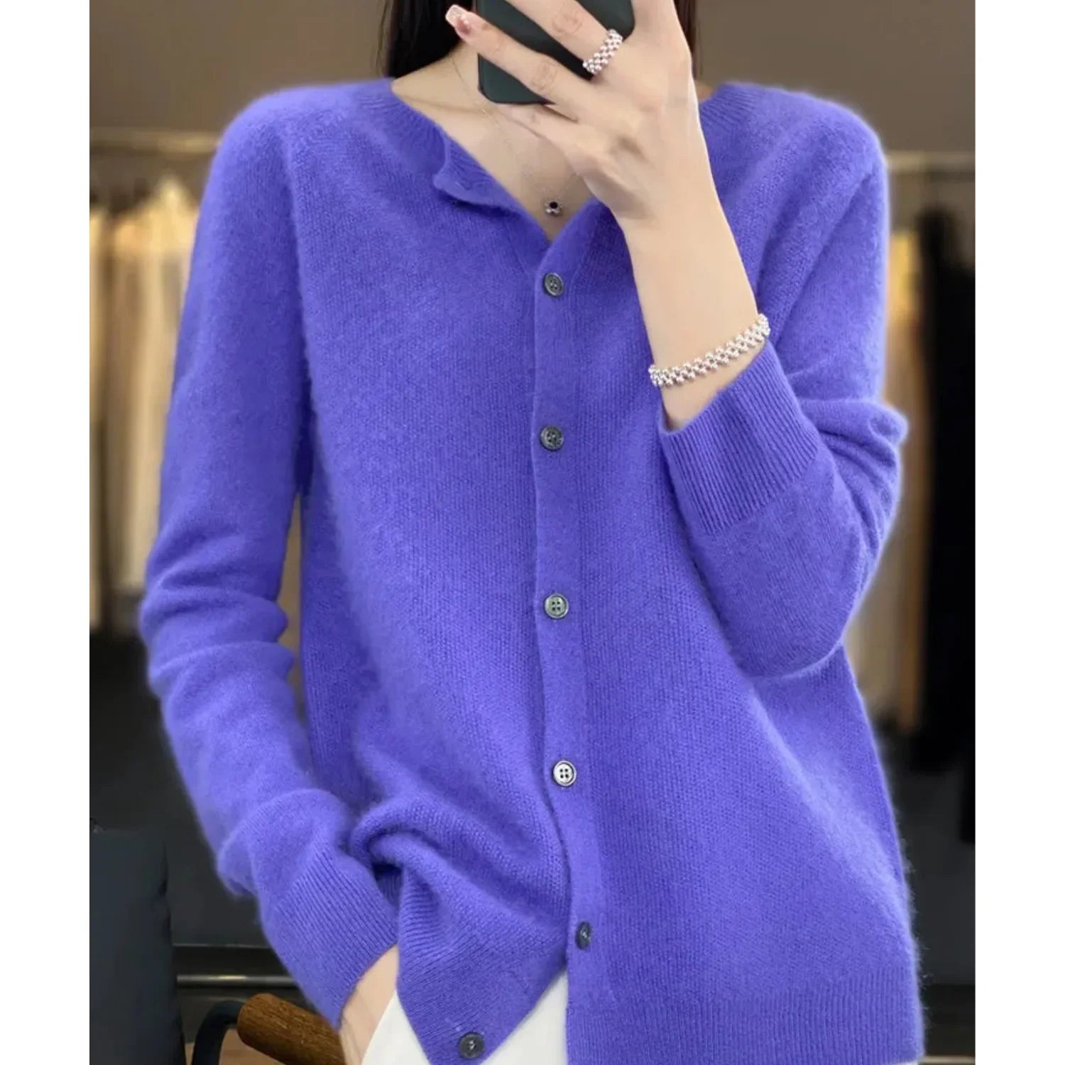 Céline - Gilet Élégant Boutonné Col Rond