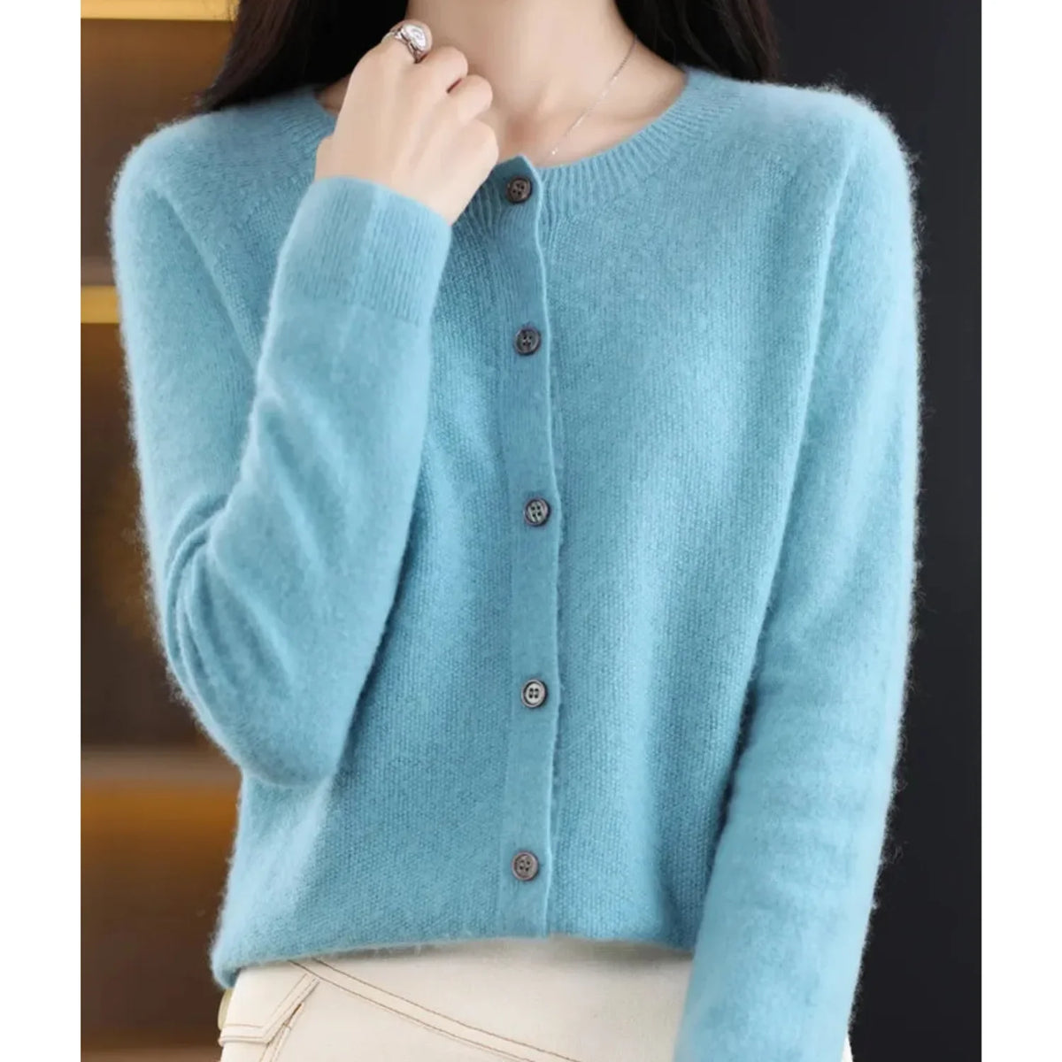 Céline - Gilet Élégant Boutonné Col Rond