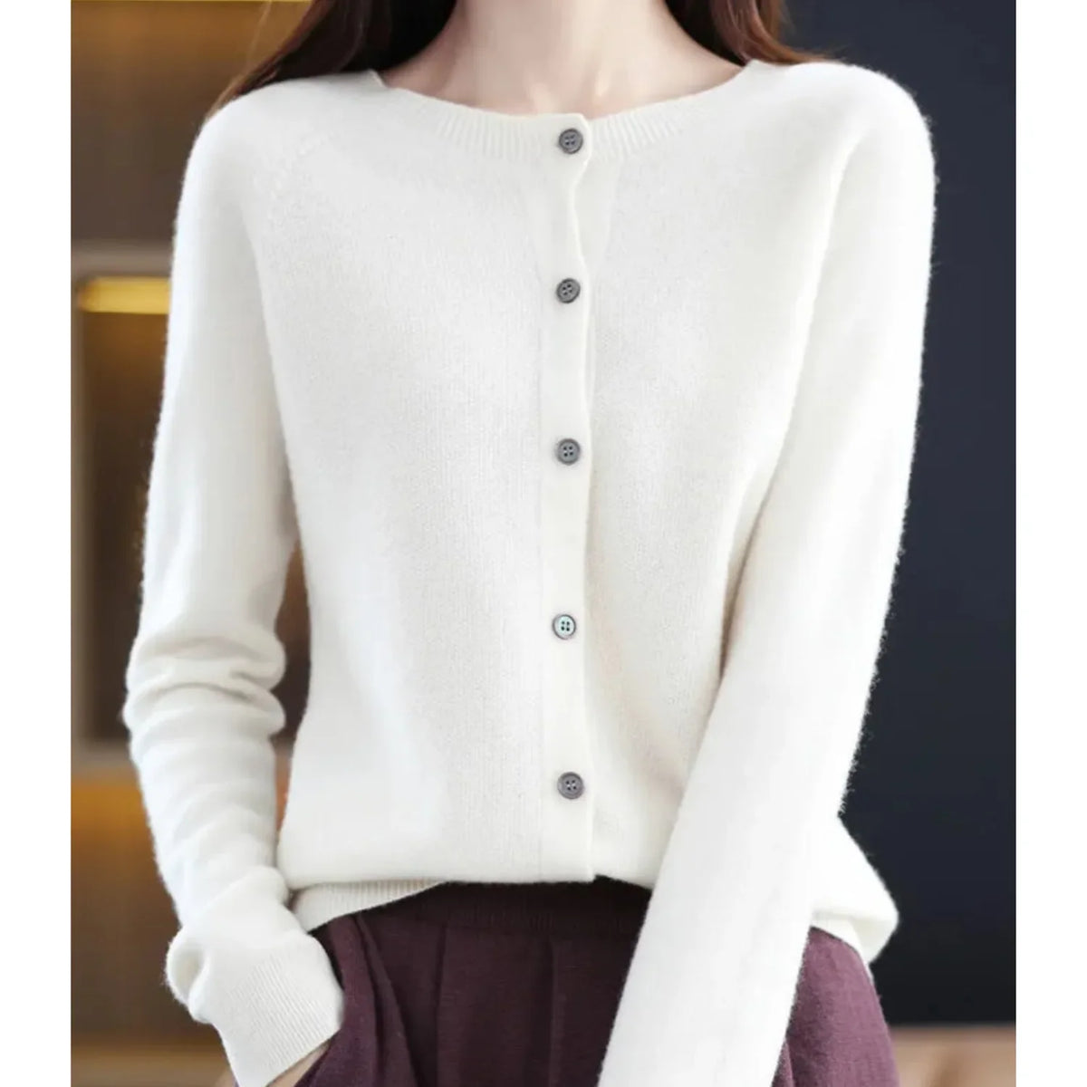 Céline - Gilet Élégant Boutonné Col Rond